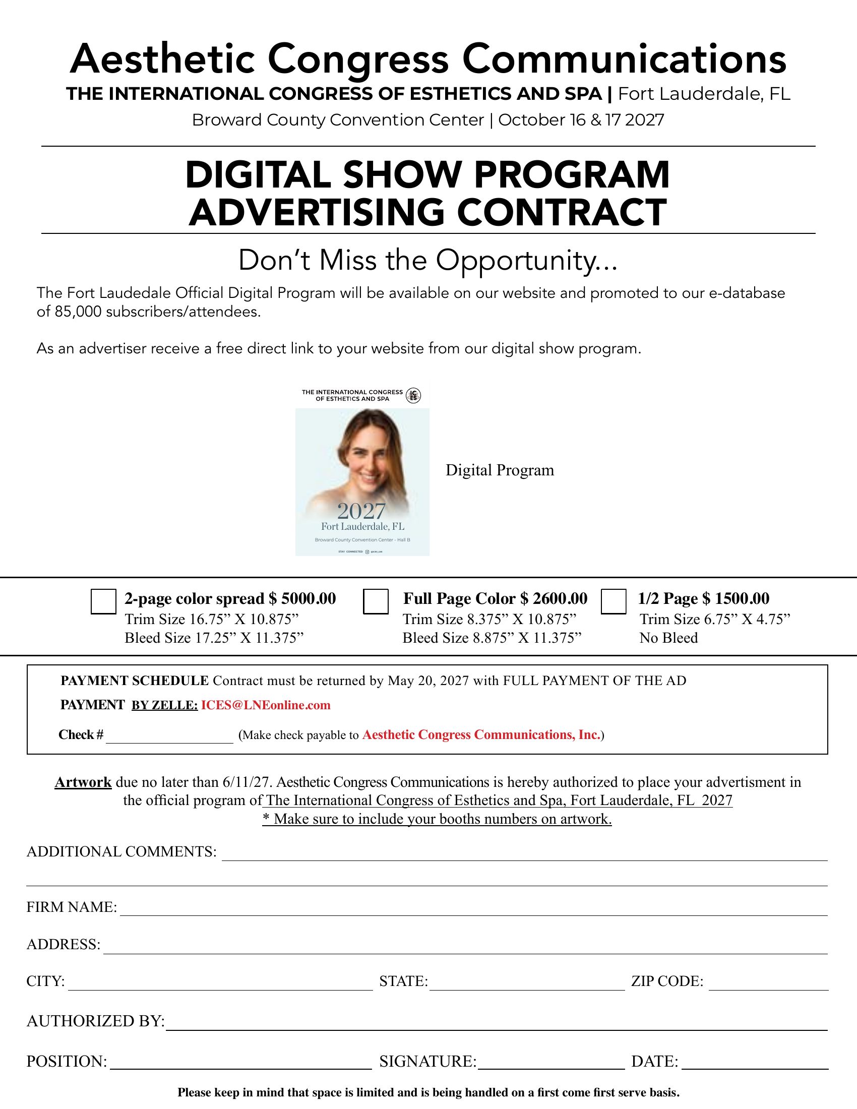 Digital show program advertising contract